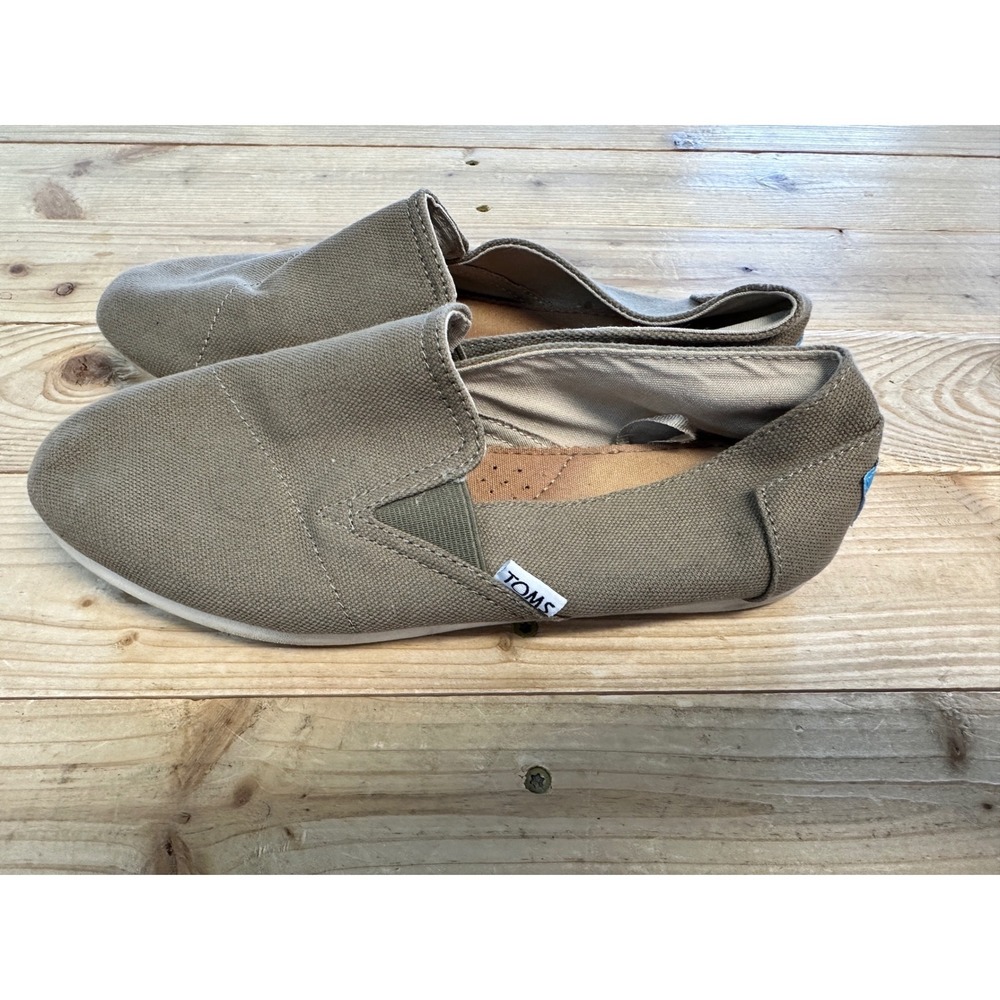TOMS Womens Classic Alpargata Canvas Slip On Shoes Taupe Tan Size 7